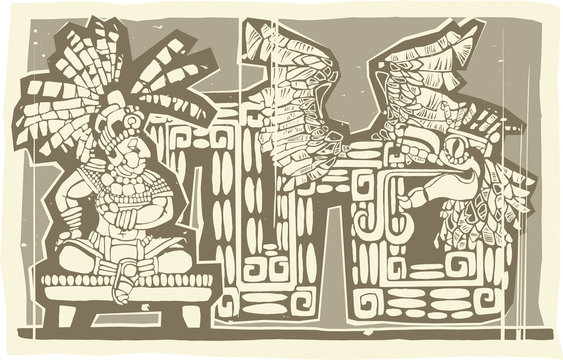 Woodblock Mayan King B
