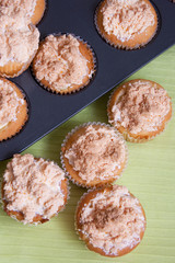 Meringue cupcakes in a baking pan