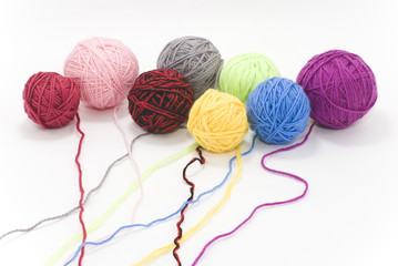 colored skeins of wool