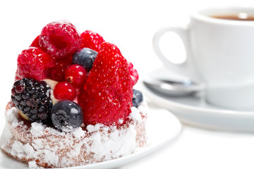 Cake with Berries over white