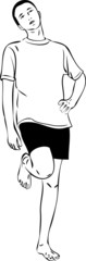 sketch barefoot guy standing on one leg