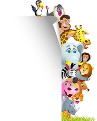 Animal cartoon with blank sign