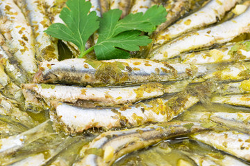 Marinated anchovies with lemon