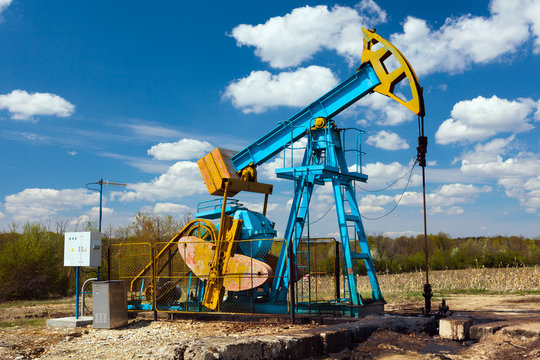 Oil pump under blue sky