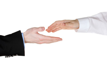 Two hands isolated on white