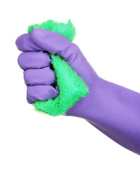 Sponge in hand isolated on white