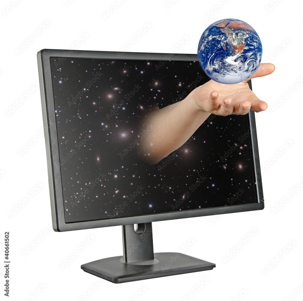 Wall mural planet earth on palms.elements of this image furnished by nasa