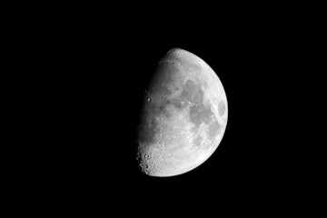 Waxing gibbous moon at night