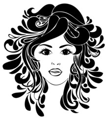 Modell mit floraler Frisur