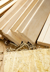 Wood planks on wooden board