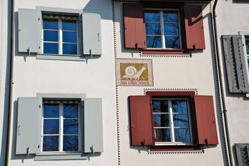 Typical Basel House on the Rhine