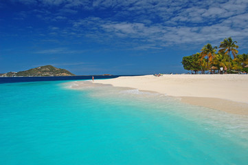 Azure clear water of beautiful Palm Island beach - obrazy, fototapety, plakaty