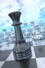 Schach Konzept - Dame gegen König