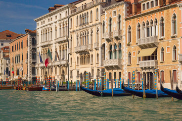 Fototapeta na wymiar Grand Canal and gondolas (Venice, Italy)