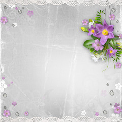 vintage paper background  with spring flowers