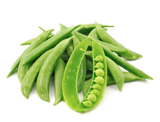 fresh green peas isolated on a white background
