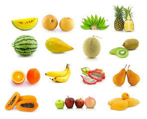 Large page of fruits isolated on white background
