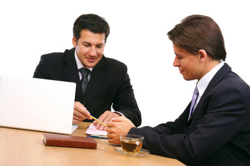 Two business partners signing contract isolated