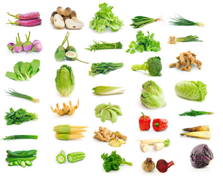 Vegetable collection isolated on a white background.