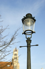 Fototapeta na wymiar historical street lamp in Brugge