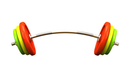 Multicolored barbell isolated on white background