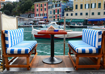Fototapeta premium Street cafe in Portofino, Italy