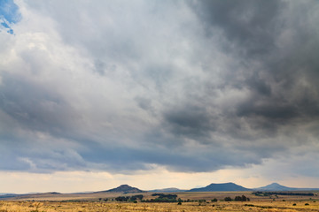 Desolate landscape on a rainy day