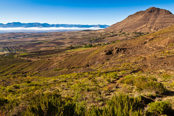 Desolate mountain landscape on a sunny day