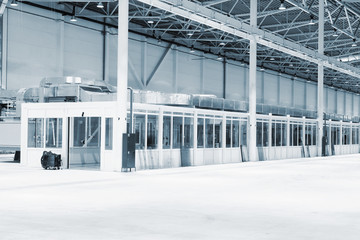 big factory shop with the modern working equipment