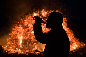 Huge bonfire with easter