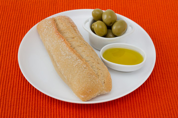 bread with olives and olive oil