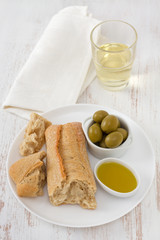 bread with olives and olive oil