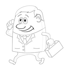 Businessman with suitcase, contour