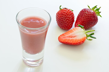strawberry smoothie with fresh strawberries
