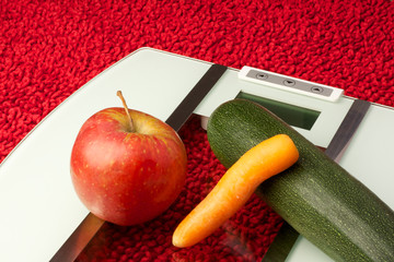 Vegetables on a scale