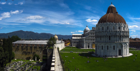 Panoramic view of Piazza dei Miracoli Pisa