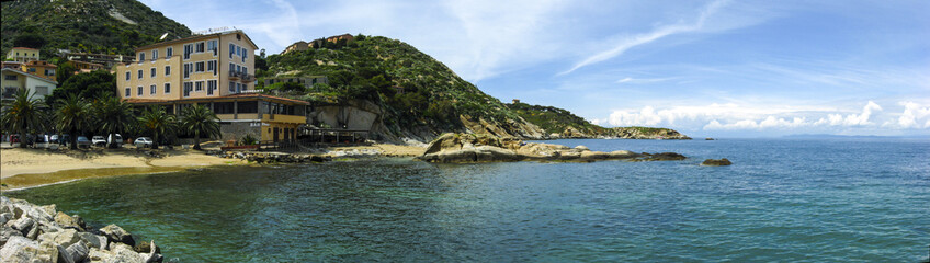 Fototapeta na wymiar Panoramic view of Emerald Coast in Sardinia