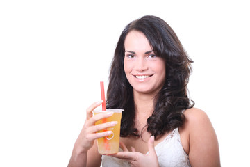 junge schöne frau mit bubble tea