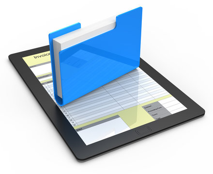Folder with documents on tablet computer