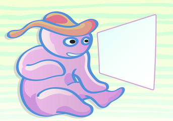 funny purple doll and blank space for text