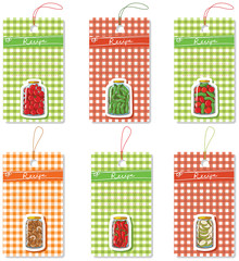 Vector set of six cardboard tags