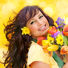 attraktives Mädchen mit Blumenstrauß / it's spring 9