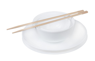 Dishes with chopsticks.