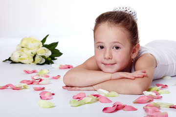 Young ballerina relaxing