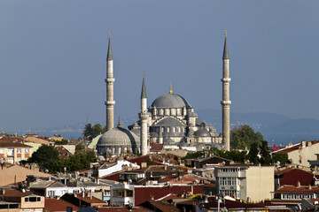 Fototapeta na wymiar Mosque with minarets in Istanbul, Turkey