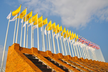 Fototapeta premium Group of Flag pillars