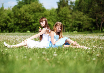 two girls playing in the park