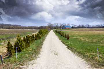 Fototapeta na wymiar American Farmland with stormy sky