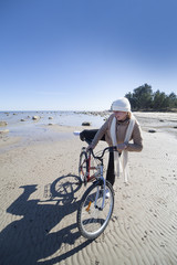 Fototapeta premium Cyclist at sea.