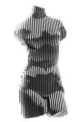 chrome layered statue isolated on white